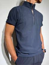 画像をギャラリービューアに読み込む, ハーフジップ 半袖モックネック カットソー ZIP LOGO/DARK NAVY
