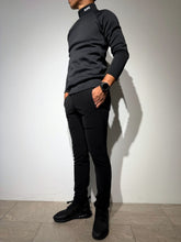 画像をギャラリービューアに読み込む, NEW STD裏起毛ストレッチハイネックロングスリーブTシャツ/BLACK×WHITE (UNISEX)
