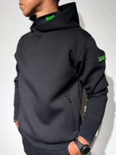 画像をギャラリービューアに読み込む, ライト ダブルニットフーディー/BLACK×NEON GREEN (UNISEX)