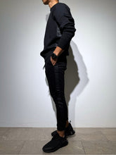 画像をギャラリービューアに読み込む, 【EXTRA SERIES】裏起毛 サテン切替プルオーバー/BLACK (UNISEX)