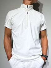 画像をギャラリービューアに読み込む, ハーフジップ 半袖モックネック カットソー ZIP LOGO/WHITE