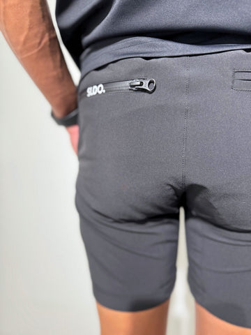 CODURA(R) NYLON 4WAY STRETCH ハーフパンツ FRONT BACK ZIP LOGO 