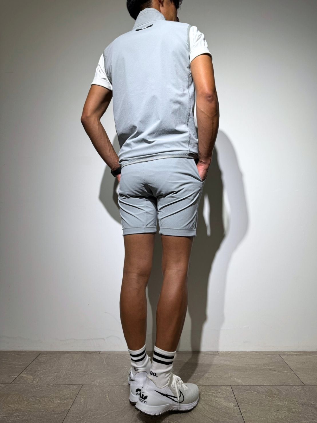 CODURA(R) NYLON 4WAY STRETCH ハーフパンツ FRONT BACK ZIP