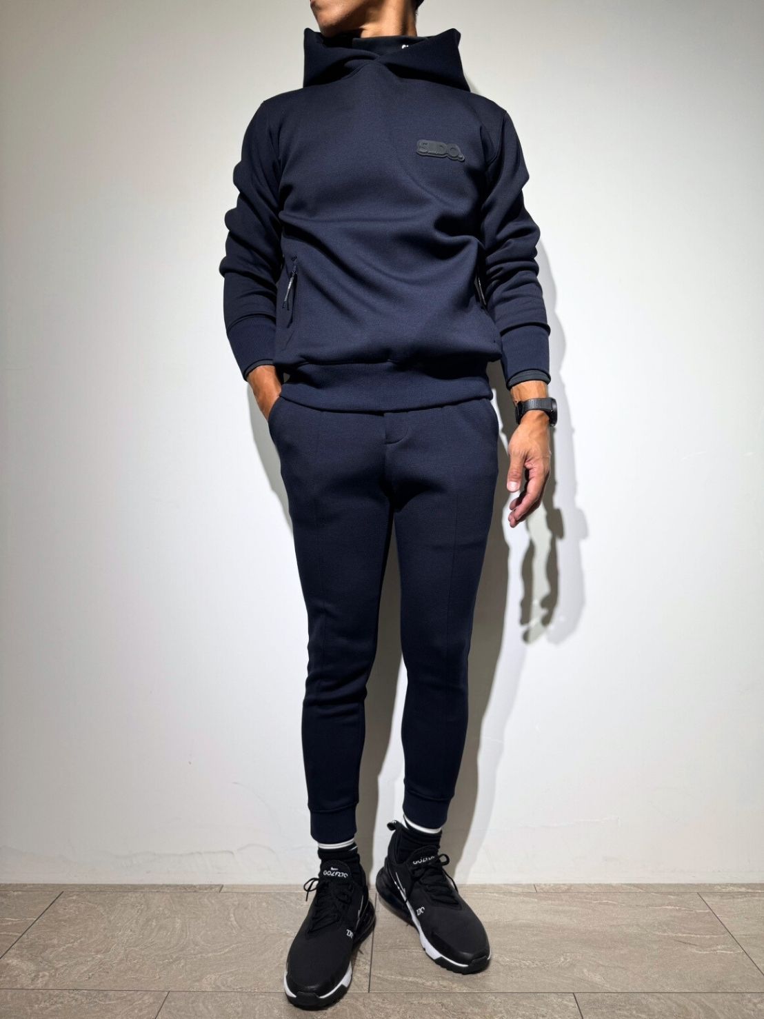 ライト ダブルニットフーディー FRONT 3D SHADOW LOGO/DARK NAVY