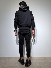 이미지를 갤러리 뷰어에 로드 , 【EXTRA SERIES】裏起毛 サテン切替フーディー/BLACK (UNISEX)
