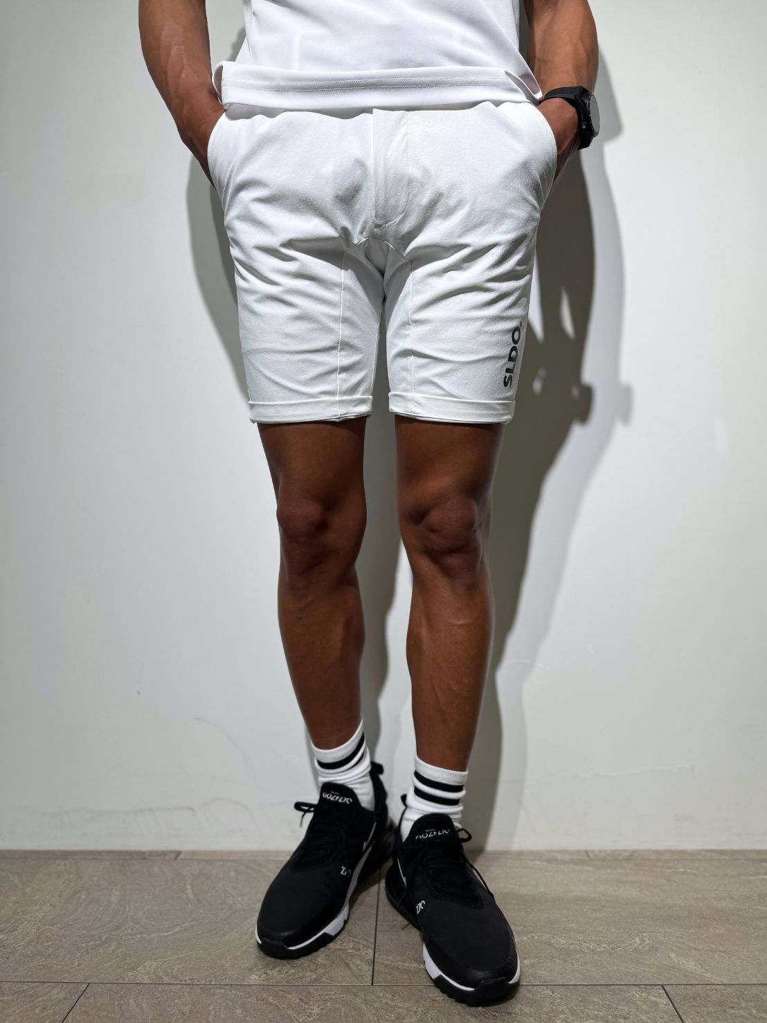 CODURA(R) NYLON 4WAY STRETCH ハーフパンツ FRONT BACK ZIP