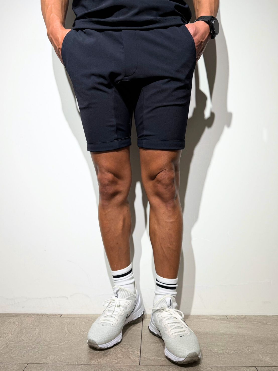 シェルタリングドライピケ 4WAY STRETCH ハーフパンツ BACK LOGO/DARK