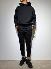 이미지를 갤러리 뷰어에 로드 , 【EXTRA SERIES】裏起毛 サテン切替フーディー/BLACK (UNISEX)
