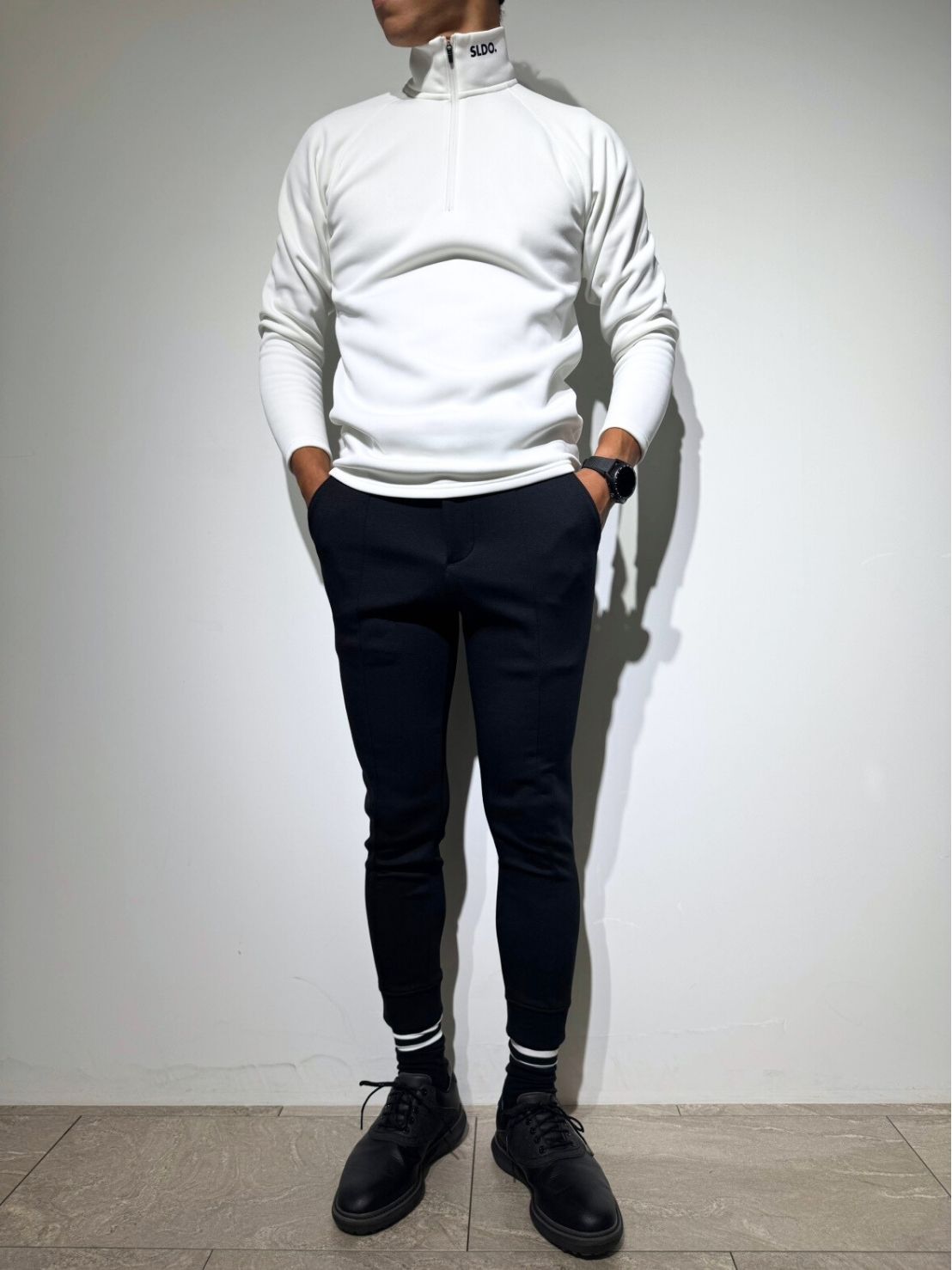 NEW STD裏起毛ハーフジップ ストレッチハイネック ロングスリーブT