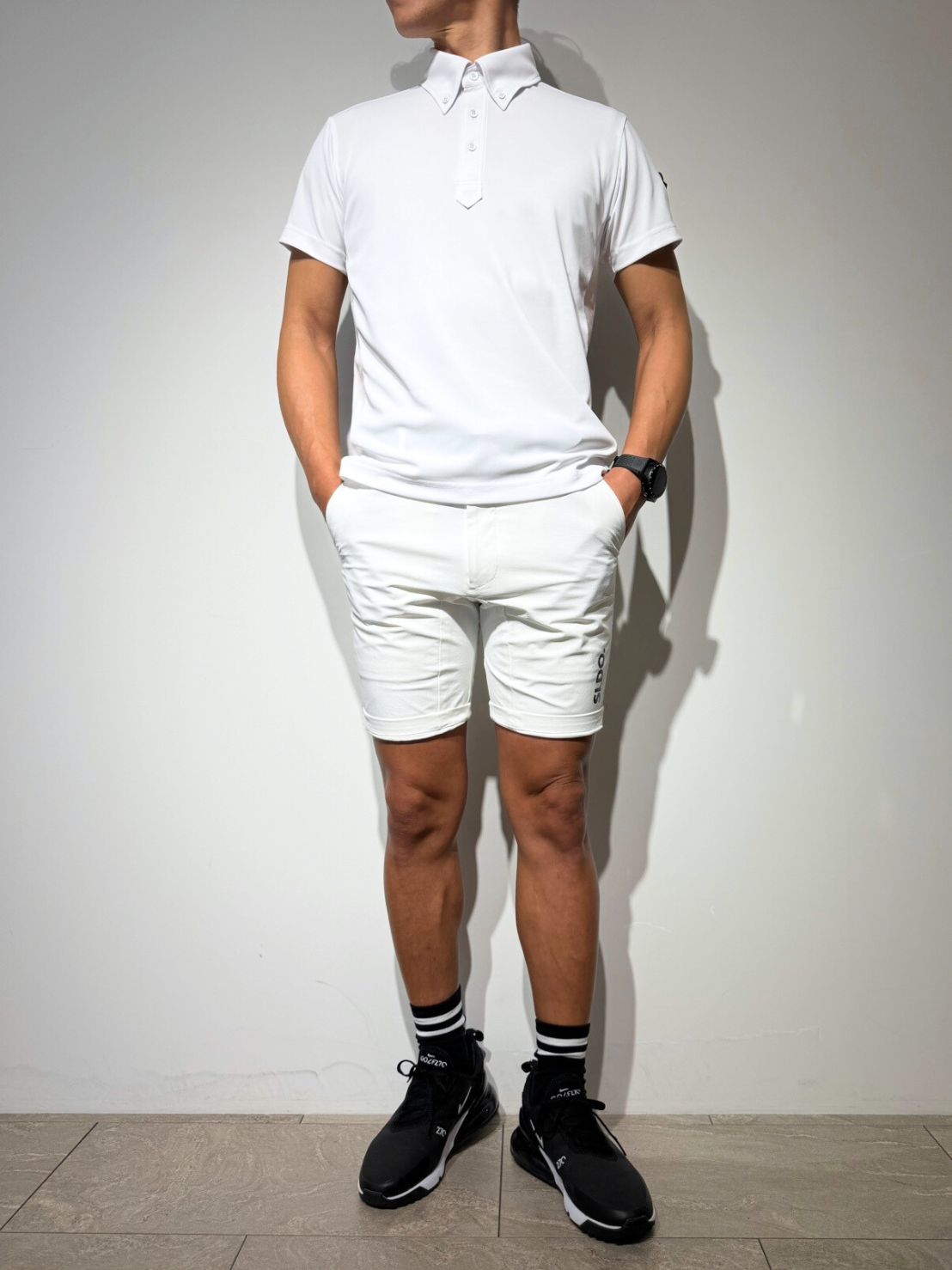 CODURA(R) NYLON 4WAY STRETCH ハーフパンツ FRONT BACK ZIP LOGO