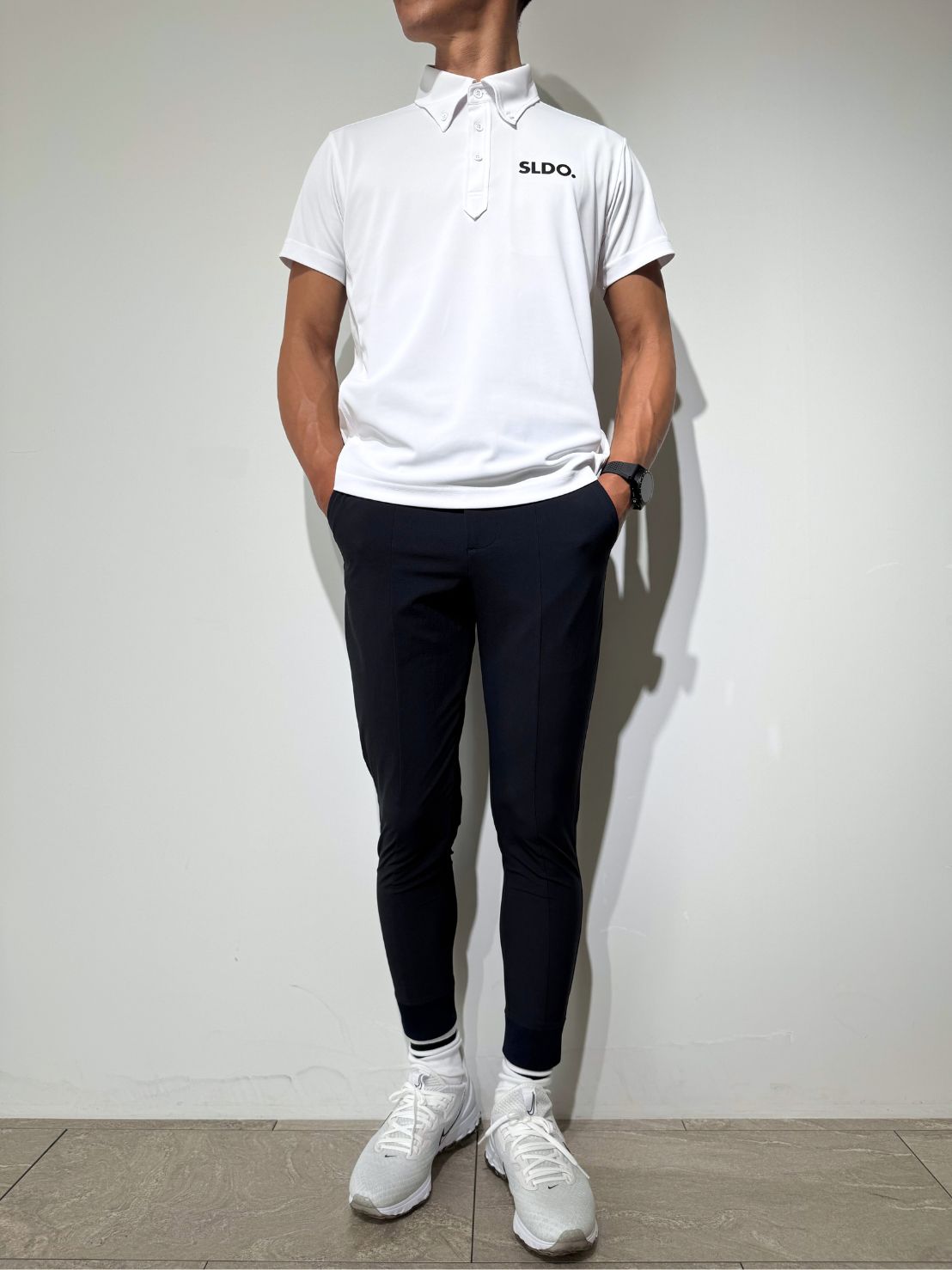 SLDO. ホワイト ポロシャツ サイドメッシュ切替ポロシャツ FRONT LOGO/WHITE – SLDO.