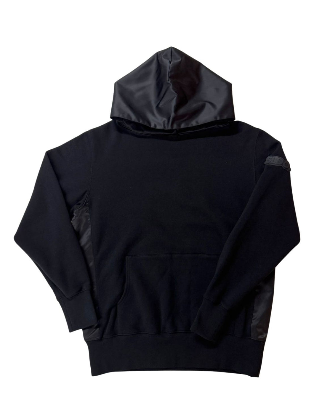 【EXTRA SERIES】裏起毛 サテン切替フーディー/BLACK (UNISEX)