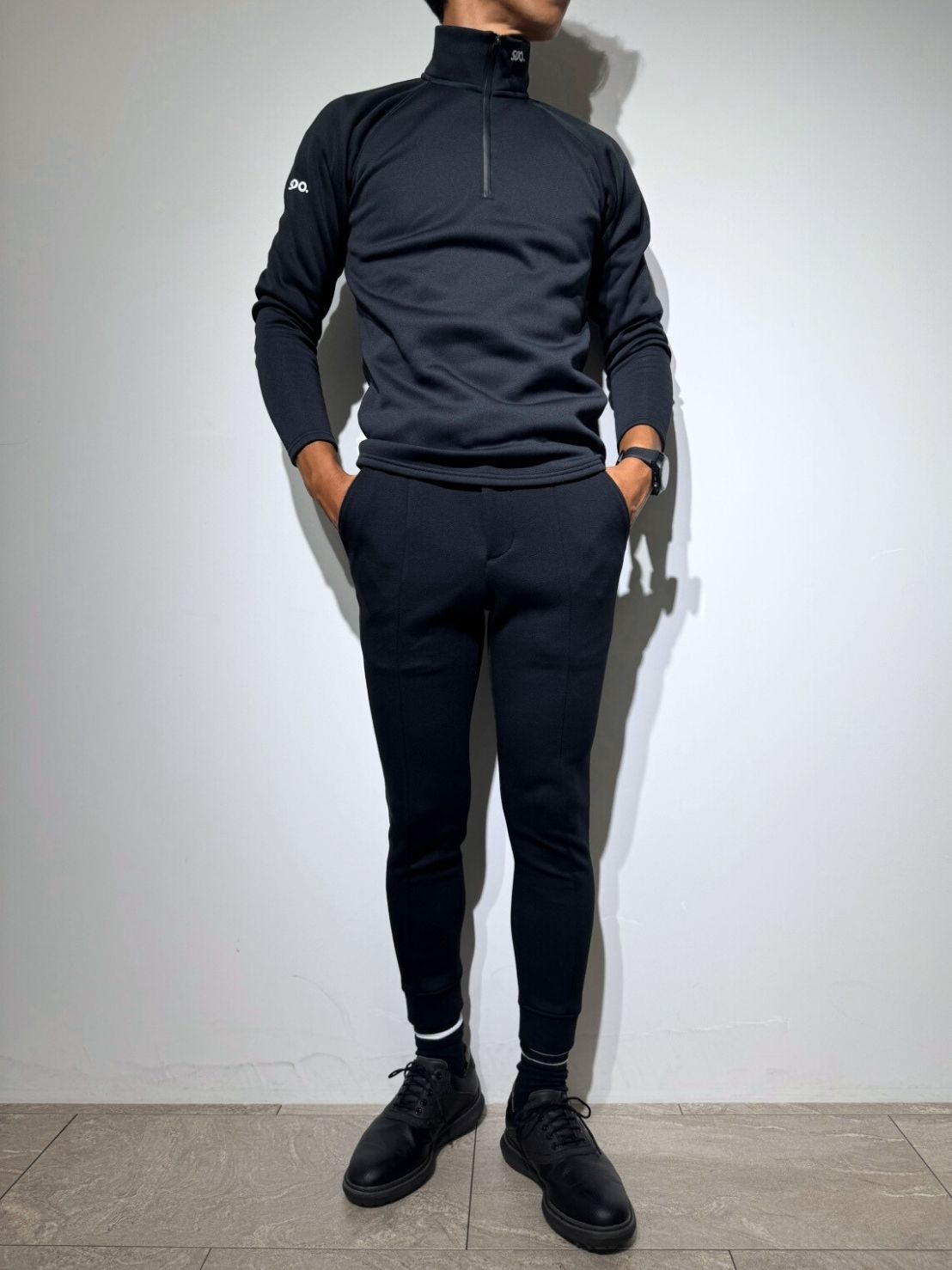 NEW STD裏起毛ハーフジップ ストレッチハイネック ロングスリーブT