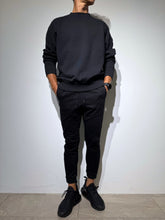 이미지를 갤러리 뷰어에 로드 , 【EXTRA SERIES】裏起毛 サテン切替プルオーバー/BLACK (UNISEX)
