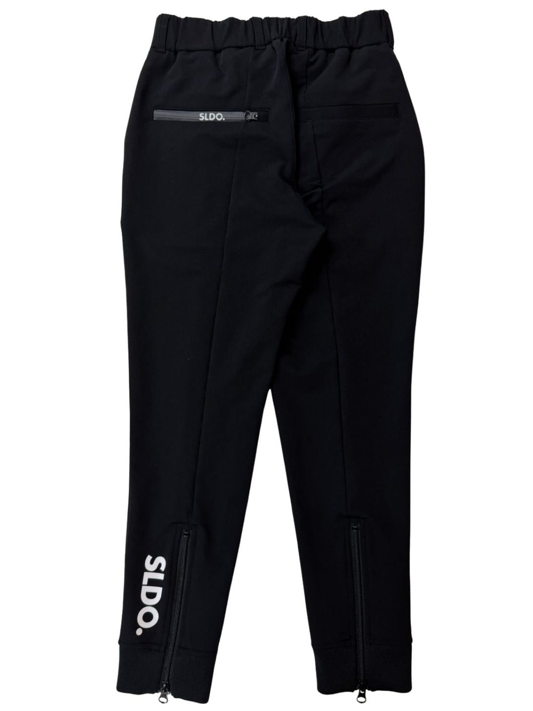 NEW STDダブルクロスストレッチリブパンツ/BLACK×WHITE LOGO(UNISEX)