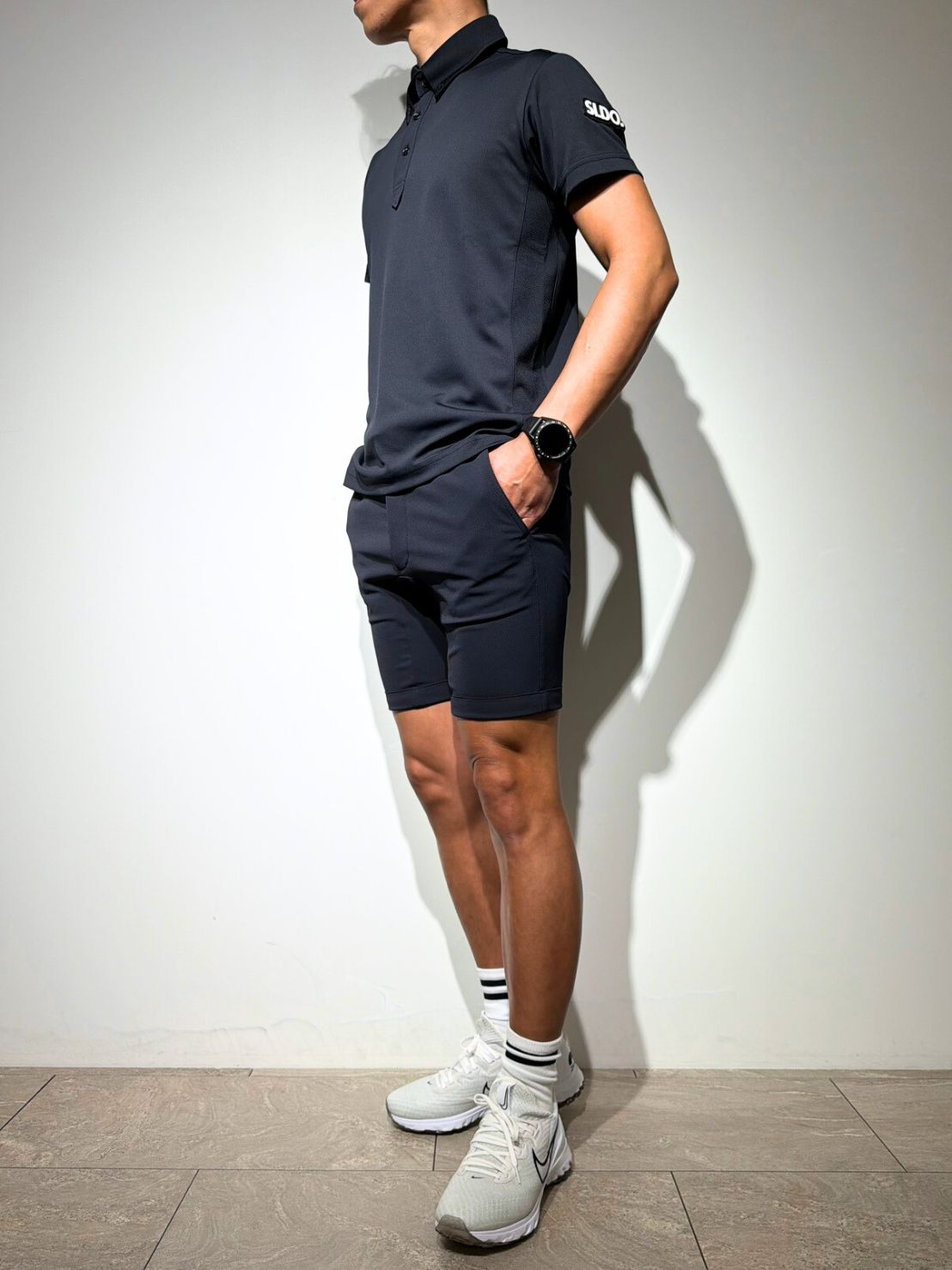 シェルタリングドライピケ 4WAY STRETCH ハーフパンツ BACK LOGO/DARK