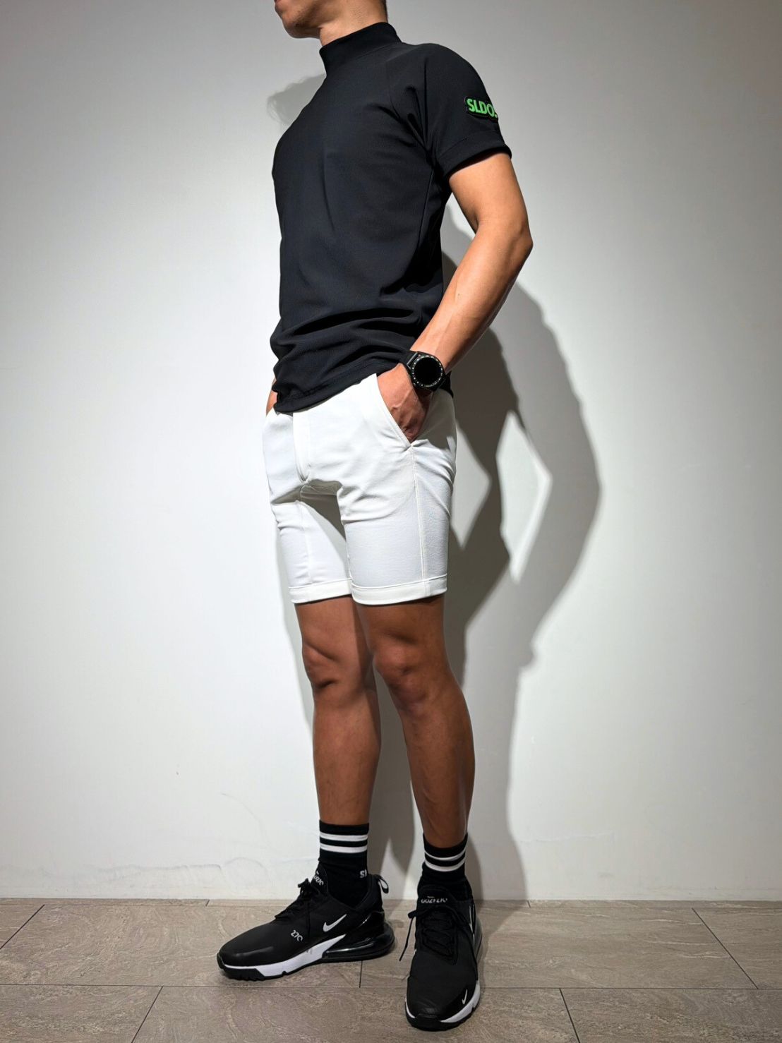 シェルタリングドライピケ 4WAY STRETCH ハーフパンツ BACK LOGO/WHITE