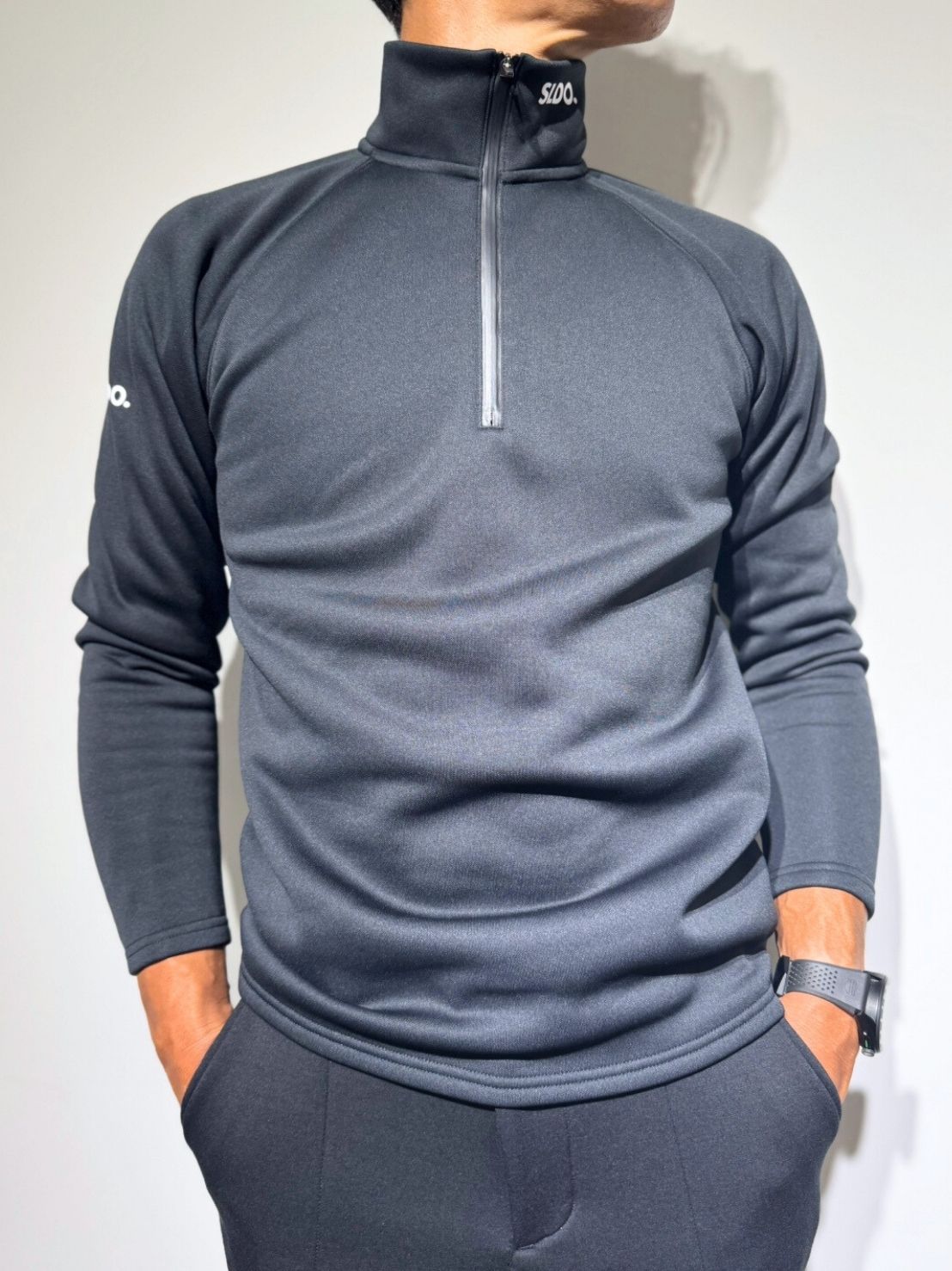 NEW STD裏起毛ハーフジップ ストレッチハイネック ロングスリーブT