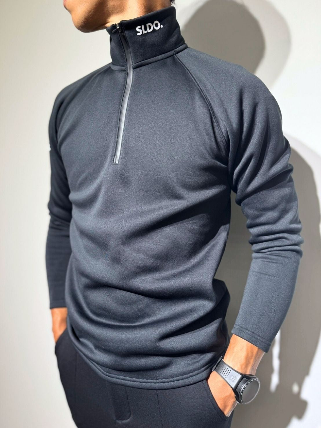 NEW STD裏起毛ハーフジップ ストレッチハイネック ロングスリーブT