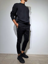 이미지를 갤러리 뷰어에 로드 , 【EXTRA SERIES】裏起毛 サテン切替プルオーバー/BLACK (UNISEX)
