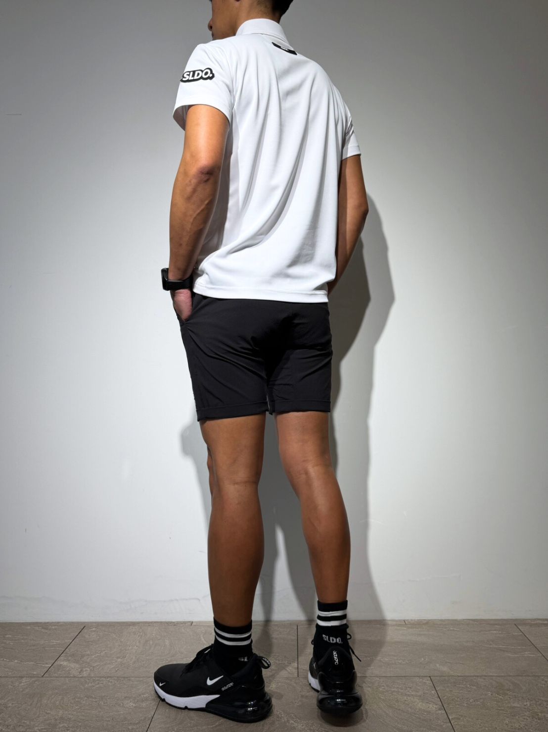 CODURA(R) NYLON 4WAY STRETCH ハーフパンツ FRONT BACK ZIP LOGO