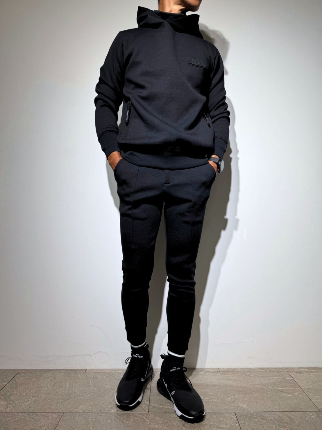 新品未開封完売品 SLDO ライトダブルニットフーディー ライト ダブルニットフーディー FRONT 3D SHADOW LOGO/BLACK (UNISEX