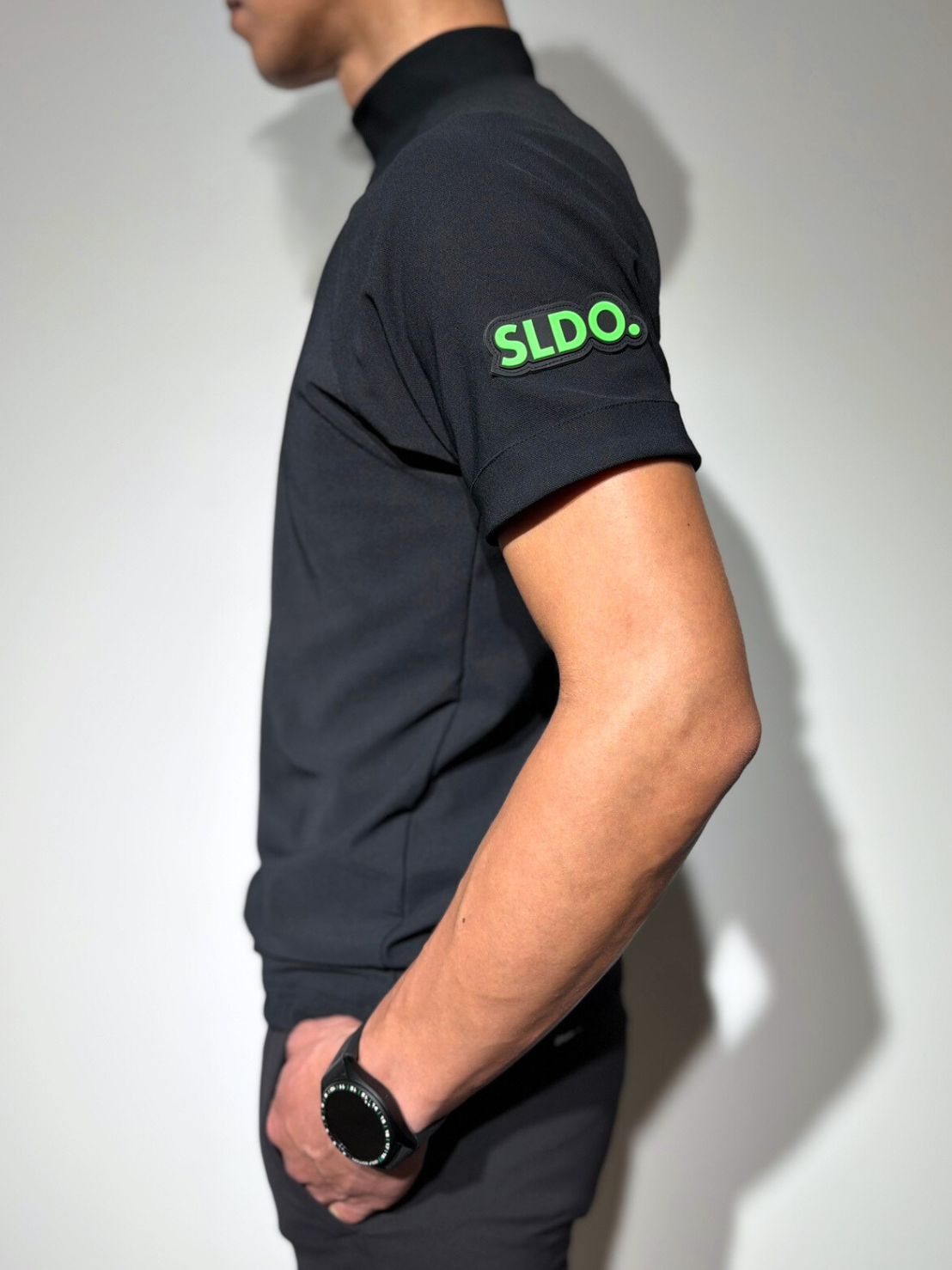 半袖モックネック カットソー シェルタリングドライ NEON GREEN LOGO