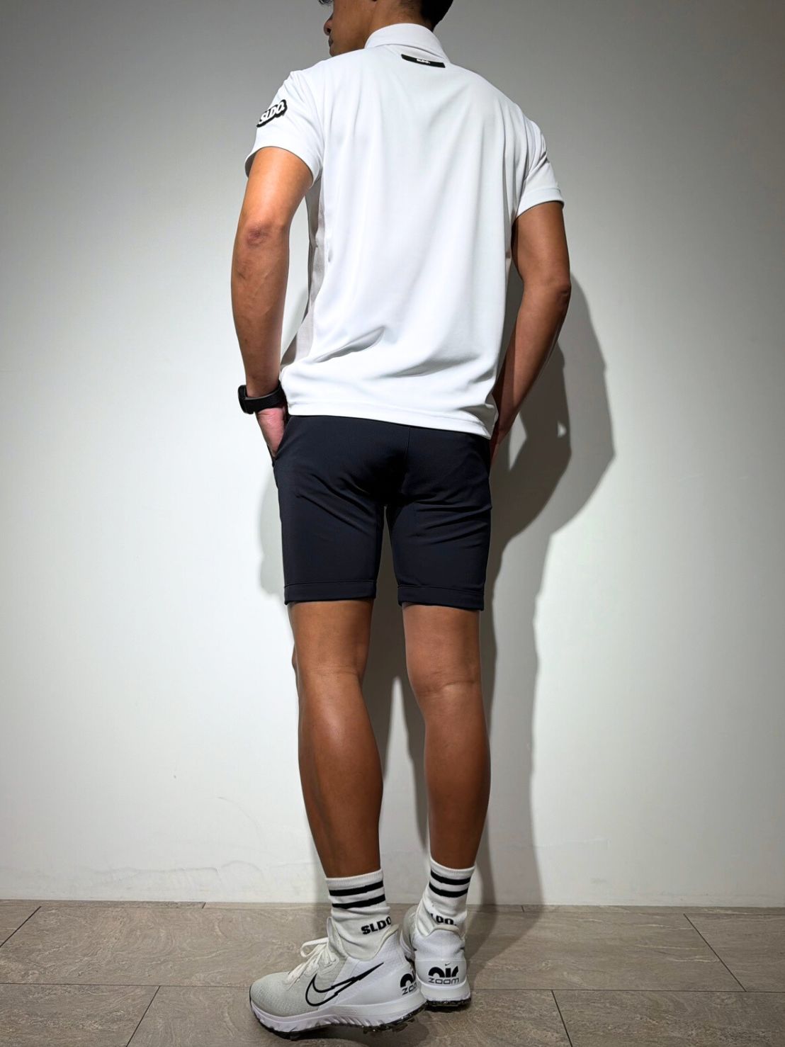 シェルタリングドライピケ 4WAY STRETCH ハーフパンツ BACK LOGO/DARK