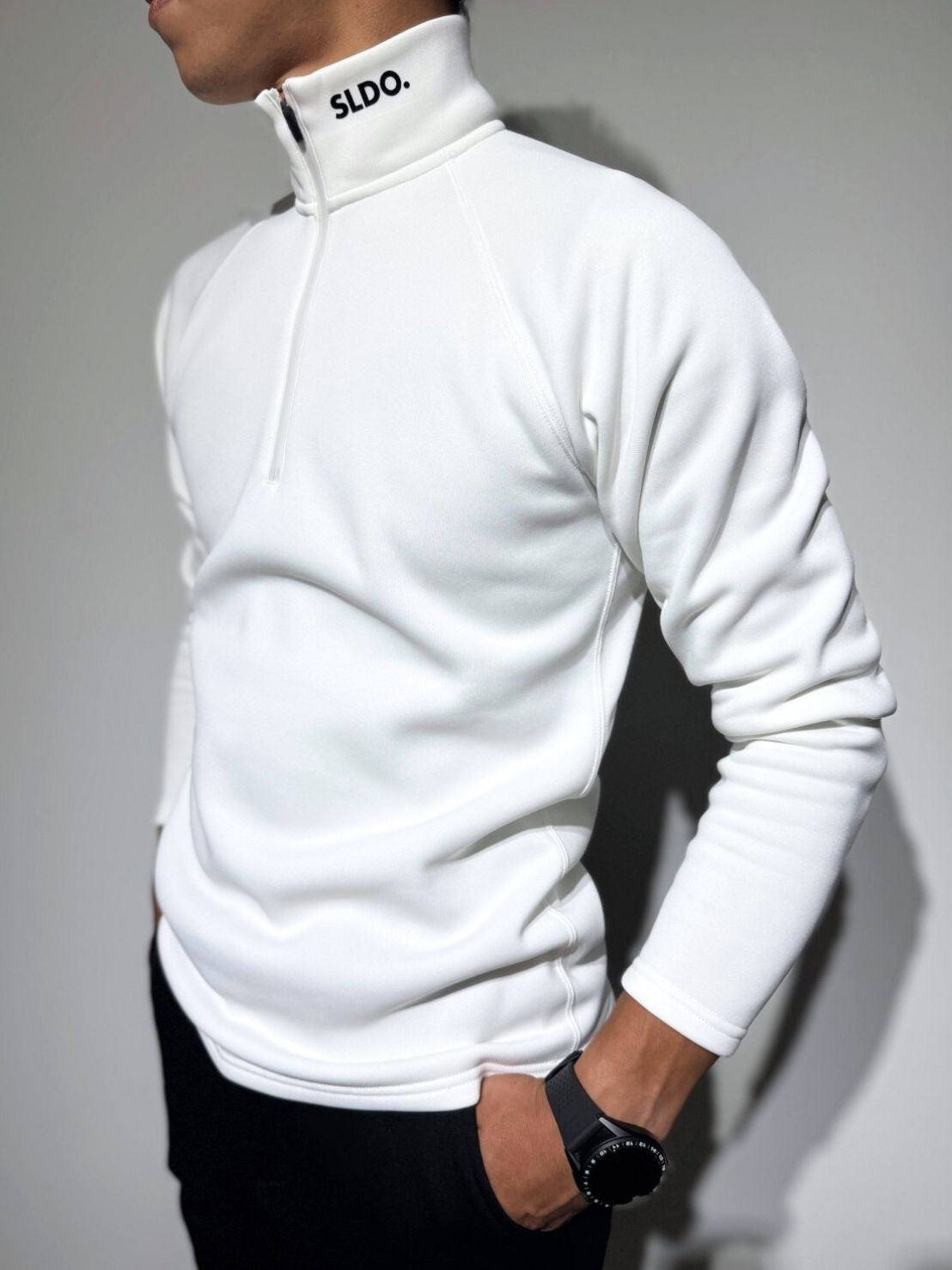 NEW STD裏起毛ハーフジップ ストレッチハイネック ロングスリーブT