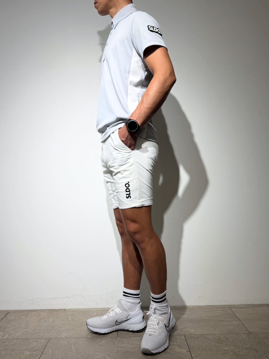 CODURA(R) NYLON 4WAY STRETCH ハーフパンツ FRONT BACK ZIP LOGO