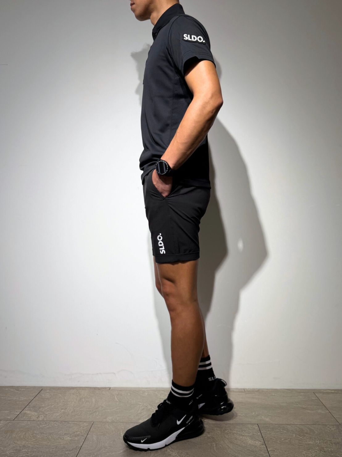 CODURA(R) NYLON 4WAY STRETCH ハーフパンツ FRONT BACK ZIP LOGO