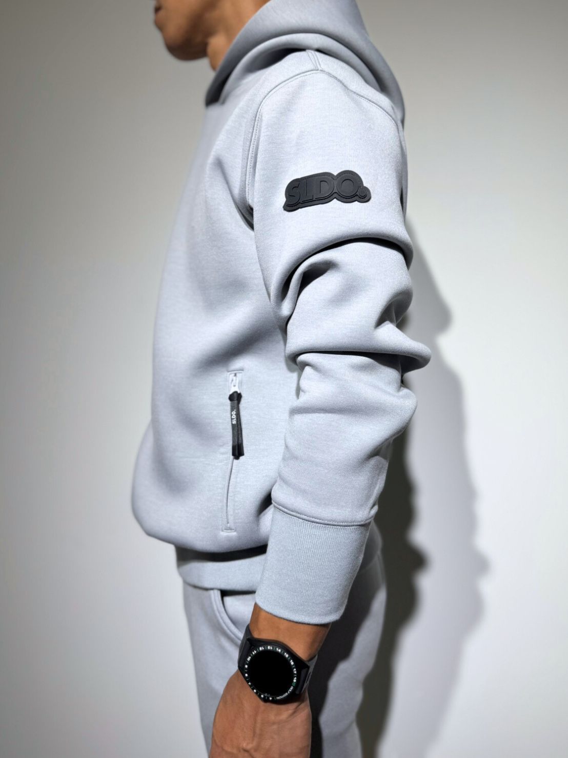 専用　SLDO ライトダブルニットフーディー/GRAY XL ライト ダブルニットフーディー SIDE 3D SHADOW LOGO/GRAY