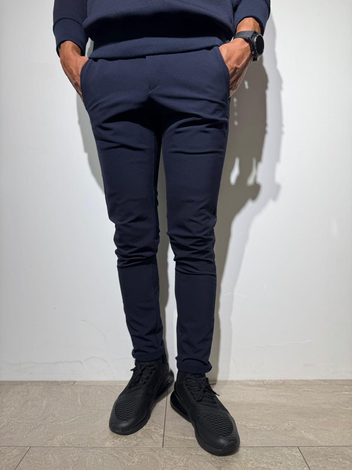 裏起毛プライムフレックス サテンラインパンツ/DARK NAVY – SLDO.