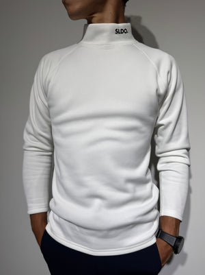 NEW STD裏起毛ストレッチハイネックロングスリーブTシャツ/WHITE
