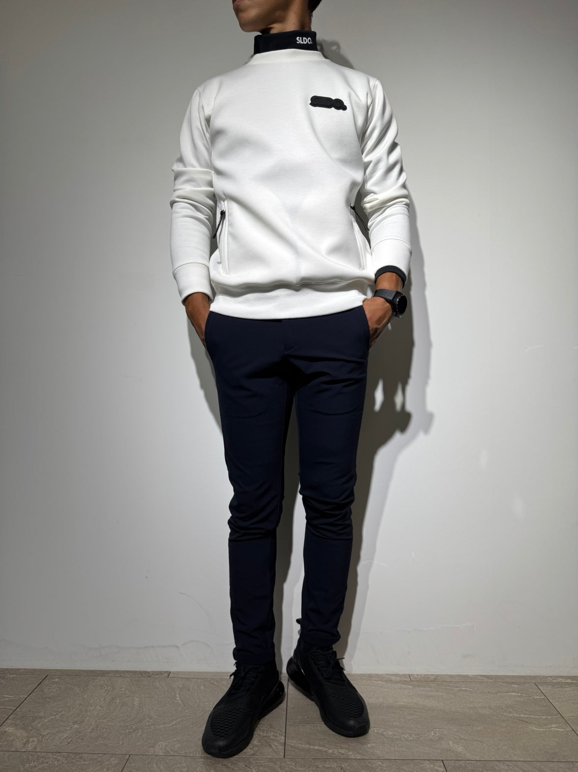 裏起毛プライムフレックス サテンラインパンツ/DARK NAVY – SLDO.