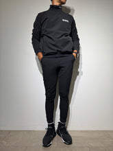이미지를 갤러리 뷰어에 로드 , NEW STDダブルクロスストレッチリブパンツ/BLACK×WHITE LOGO(UNISEX)
