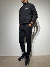 이미지를 갤러리 뷰어에 로드 , NEW STDダブルクロスストレッチリブパンツ/BLACK×WHITE LOGO(UNISEX)
