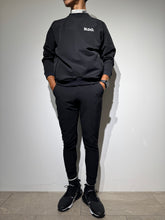이미지를 갤러리 뷰어에 로드 , NEW STDダブルクロスストレッチリブパンツ/BLACK×WHITE LOGO(UNISEX)
